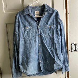 Men’s blue denim button down shirt